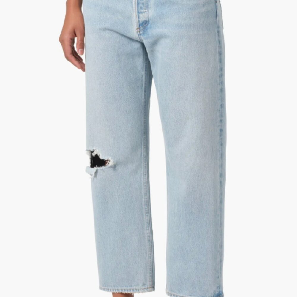 Agolde '90s Ripped Mid Rise Crop Relaxed Straight Leg Jeans - Picture 7 of 8